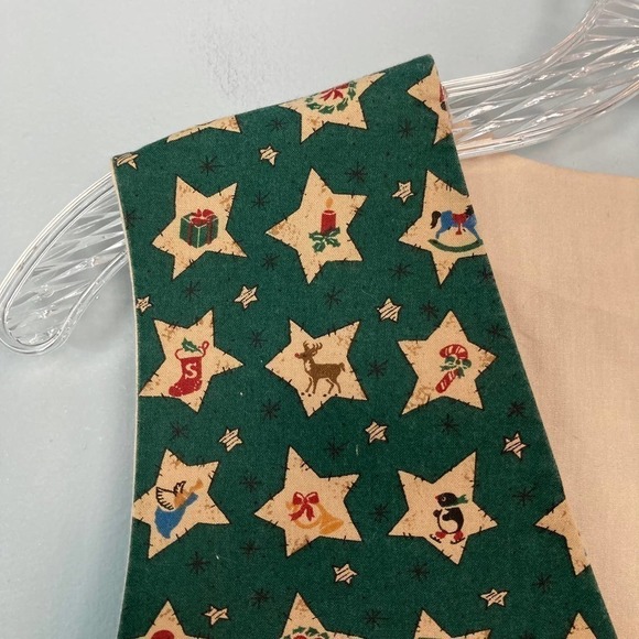 VINTAGE Handmade Holiday Stars Christmas Folk Art Button Up Vest Farmhouse Large - Picture 7 of 12